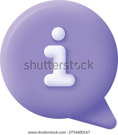 3D Information Icon in Purple Chat Bubble Minimal UI Symbol