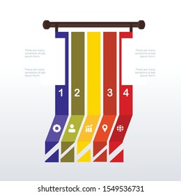 3D informational infographic template design with icons. Business concept info graph with 4 options, steps or processes. Vector visualization can be used for workflow layout, diagram, report, web