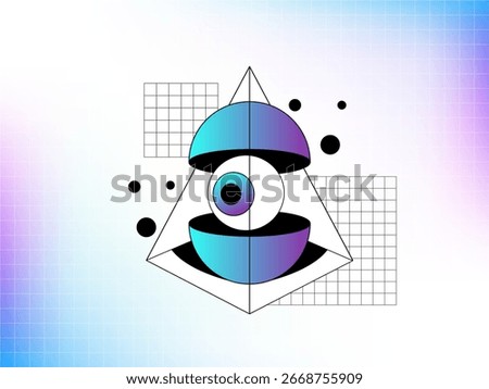 3D Infrastructure with Eye Symbol - Technology Vision, Cybersecurity, and Futuristic Network Design