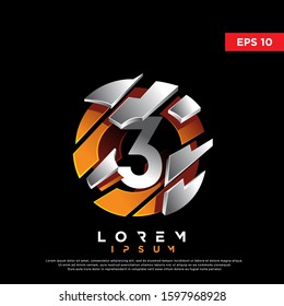 3D initial 3 number spiral for e sports logo. modern icon, template design