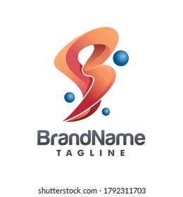 Diseño creativo del logotipo moderno B inicial de 3D