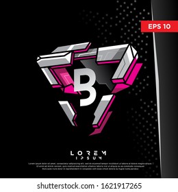 3D initial letter b metallic logo. modern icon, template design