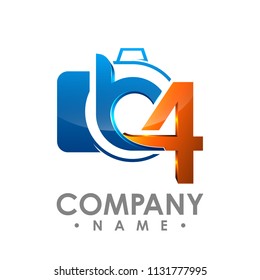 3d Initial letter B and number 4 logo design template element colored blue green circle for business and company identity. Camera logo background