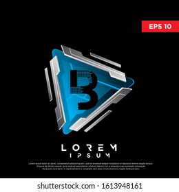 3D initial letter b play button logo. modern icon, template design