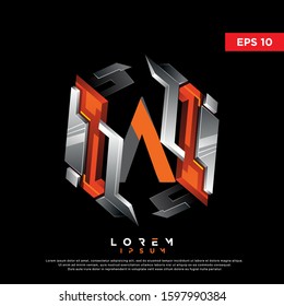 3D initial letter a chrome hexagon logo. modern icon, template design