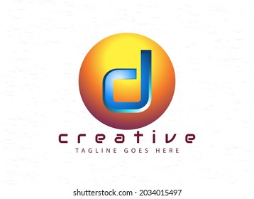 3D initial letter D template design logo with 3D pattern