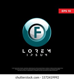 3d initial letter f inside sphere logo. modern icon, template design