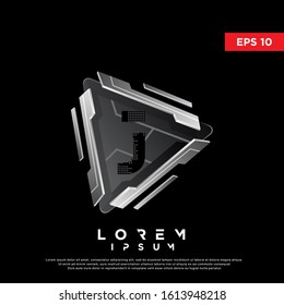 3D initial letter j play button logo. modern icon, template design