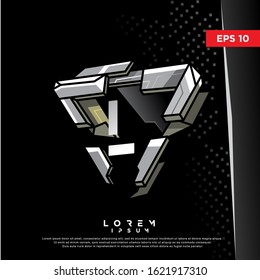 3D initial letter l metallic logo. modern icon, template design
