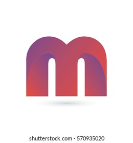 3d initial letter m logo typography design for brand and company identity. gradient purple and red color