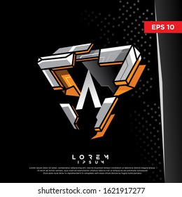 3D initial letter a metallic logo. modern icon, template design