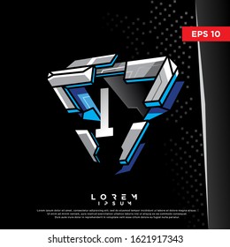 3D initial letter i metallic logo. modern icon, template design