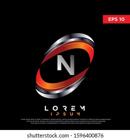 3d initial letter n circle logo. modern and clean icon, template design