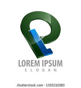 3D initial letter PL logo concept design. Symbol graphic template element 