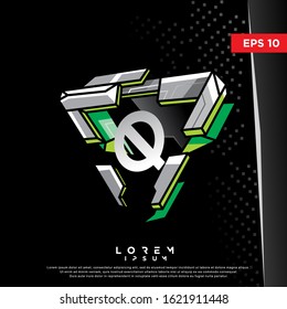 3D initial letter q metallic logo. modern icon, template design