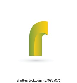 3d initial letter r logo typography design for brand and company identity. gradient green and yellow color