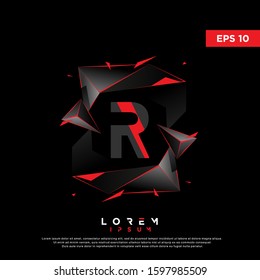 3D initial letter r polygon logo. modern icon, template design