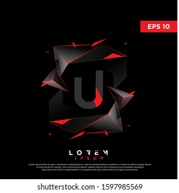 3D initial letter u polygon logo. modern icon, template design