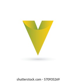 3d initial letter v logo typography design for brand and company identity.  gradient green and yellow color