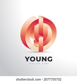 3D Initial Letter Y and O Logo Design. YO or OY Monogram Logo or Icon