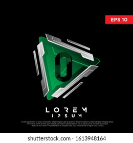 3D initial number 0 play button logo. modern icon, template design