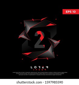 3D initial number 2 polygon logo. modern icon, template design