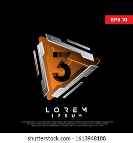 3D initial number 3 play button logo. modern icon, template design