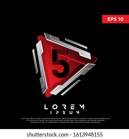 3D initial number 5 play button logo. modern icon, template design
