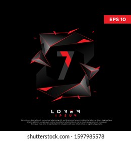 3D initial number 7 polygon logo. modern icon, template design