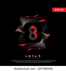 3D initial number 8 polygon logo. modern icon, template design