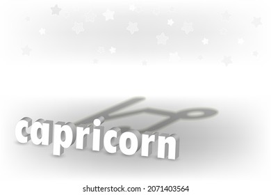 3d inscription Zodiac sign and a shadow in the form of a symbol on a white background. Astrological symbolism.