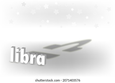 3d inscription Zodiac sign and a shadow in the form of a symbol on a white background. Astrological symbolism.