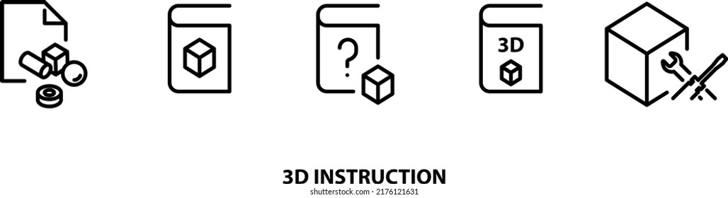 3D INSTRUCTION icon , vector illustration