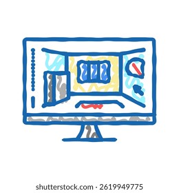 3d interior visualization doodle icon sketch vector. 3d interior visualization sign. isolated symbol illustration