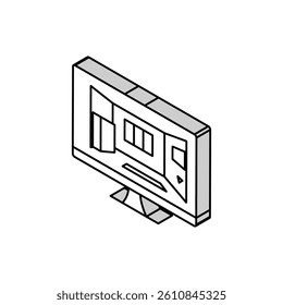 3d interior visualization isometric icon vector. 3d interior visualization sign. isolated symbol illustration