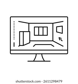 3d interior visualization line icon vector. 3d interior visualization sign. isolated contour symbol black illustration