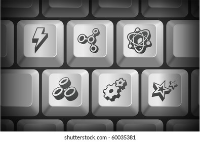 3D Internet Icons on Computer Keyboard Buttons Original Illustration