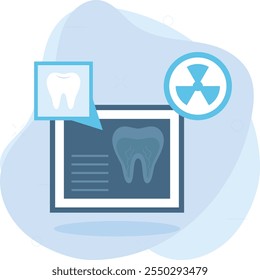 3d Intraoral escaneo o concepto de rayos X, dientes Impresionismo digital o haz de cono Tomografía computarizada Vector de color de diseño, símbolo de odontología, signo de atención médica, instrumento dental Ilustración de stock