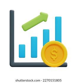 3d investing icon vector. Isolated on white background. 3d investment, business and finance concept. Cartoon minimal style. 3d stock trading icon vector render illustration.