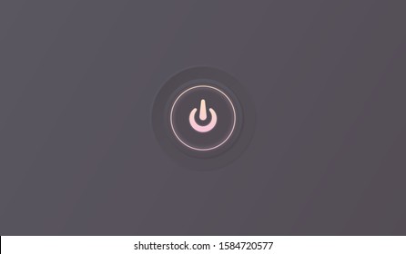 3d IO button icon. Shiny glow effect of a warm yellow color gradient. Vector illustration of on and off. Push start turn power symbol. Web graphic, switch control computer sign dark background