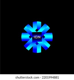 3D Ion Logo. Any atom or group of atoms that bears one or more positive or negative electrical charges. Great for Technology Business adn Science Logo.