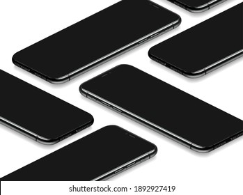 3D iPhone Mobile Phone Realistic Perspective Mockup Template Vector on White Background similar to iPhone