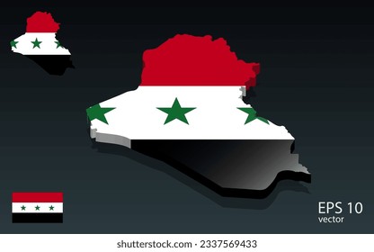 3D Iraq map and flag . 3D shape design . Independence day concept . Perspective view . Vector