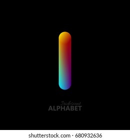 3d iridescent gradient letter I. Typographic minimalistic element. Vibrant gradient shape. Liquid color path. Creativity concept. Visual communication poster design. Vector illustration. Logo template