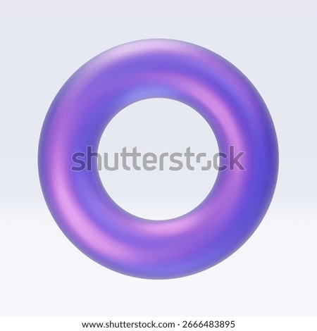 3d iridescent hologram tor, ring. Render geometry figure in purple, pink, blue colors. Vector illustration isolated on white for design projects, product display, presentation, adv