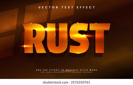 3d Iron rust editable vector text effect, with minimalist concept