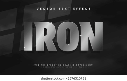 3d Iron silver editable vector text effect, with minimalist concept