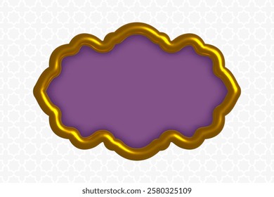 3d Islamic golden frame. Traditional arabic realistic gold shape. Ramadan kareem background template