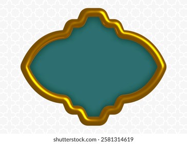 3d Islamic golden frame. Traditional arabic realistic gold shape. Ramadan kareem background template