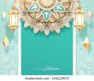 3d Islamic holiday celebration background design with luxury geometric patterns. Greeting card template suitable for Ramadan, Eid al-Fitr or Hari Raya.